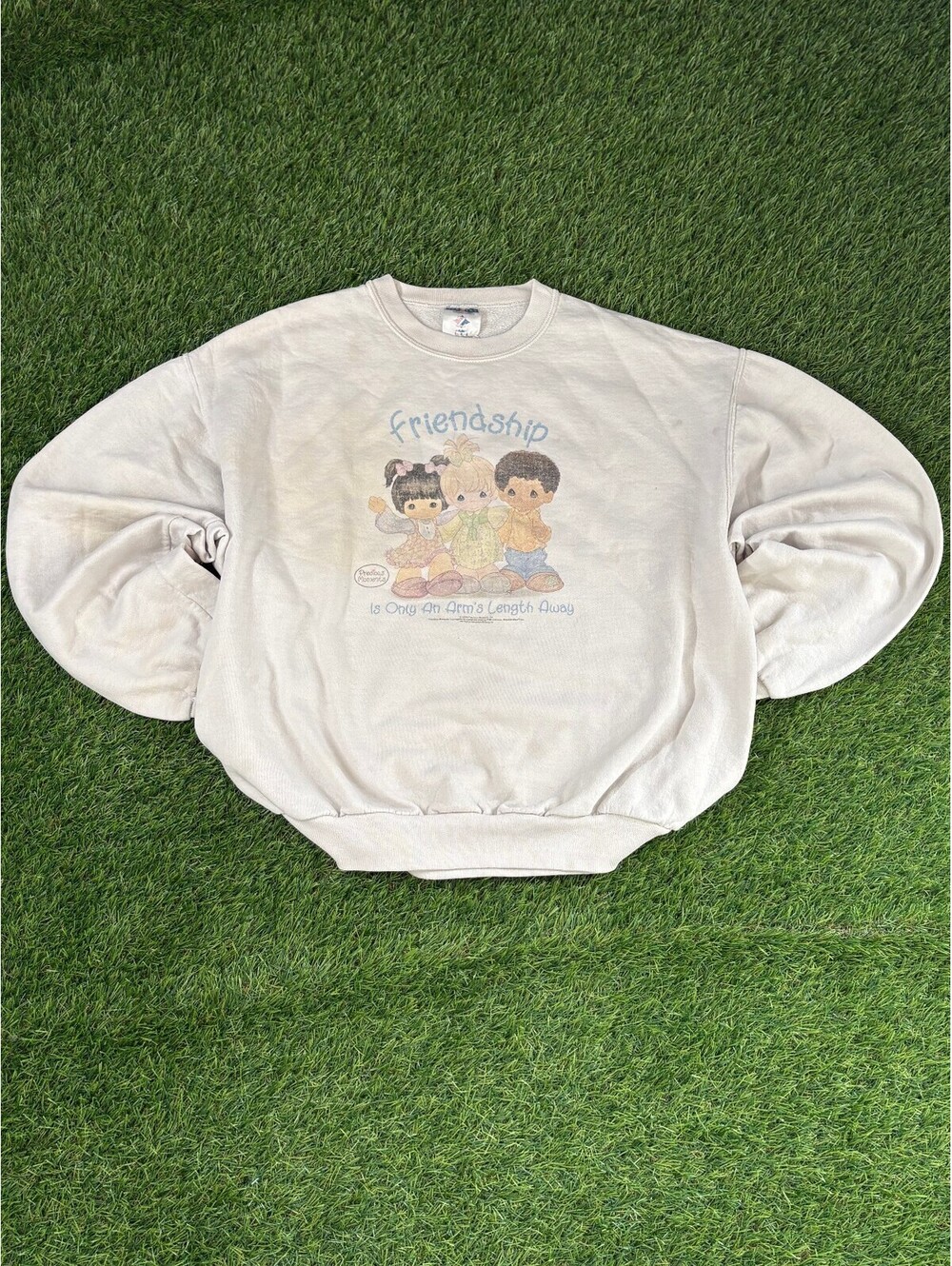 Vintage Jerzees 90s cream cotton blend sweatshirt, unisex L